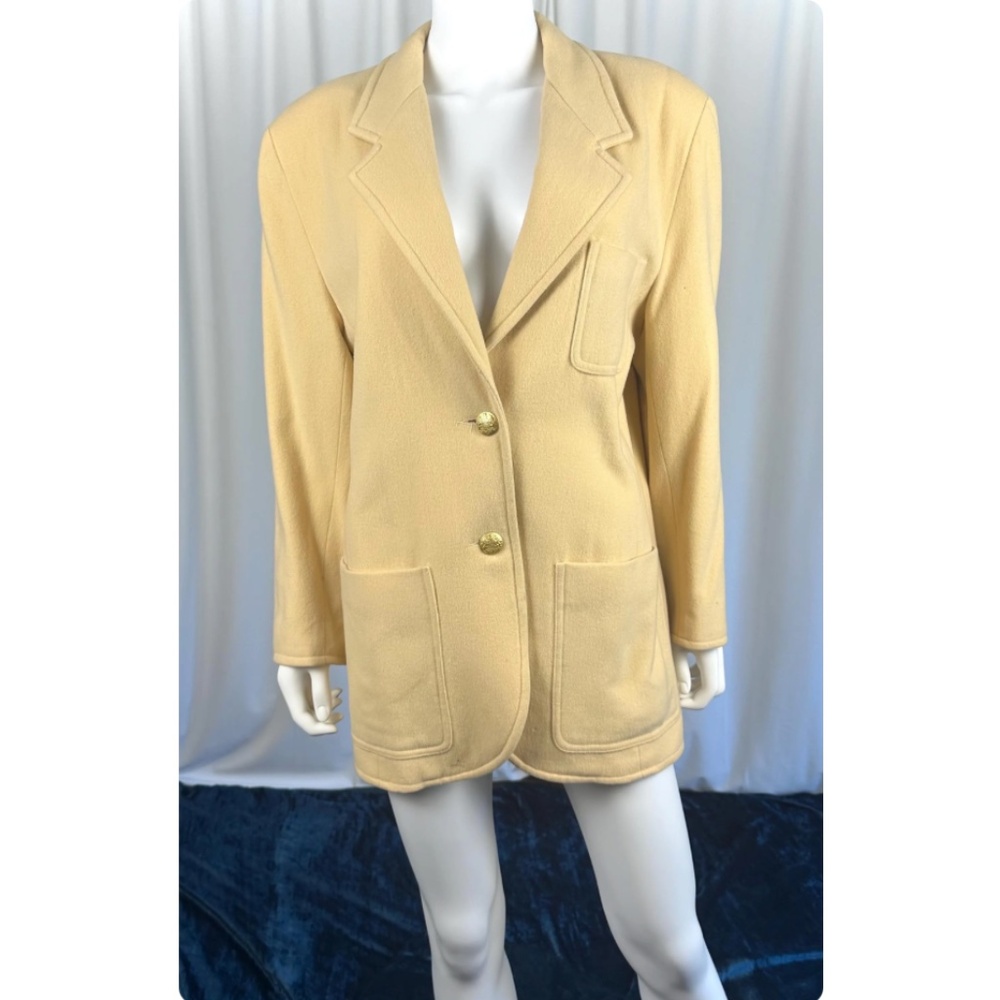 Vintage 1980’s Holt Renfrew Butter Yellow Short Soft Wool Jacket • Buttons - S/M